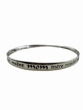 MOM in 32 Languages DVB Infinity Bangle Sterling Silver Bracelet